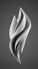 Poster - Abstract 3D Render Swirling White Forms Elegant Curves Modern Minimalist Design