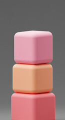 Aufkleber - Stacked Pastel Cubes Pink Coral and Peach Color Blocks for Modern Design