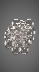 Poster - Abstract Cluster of Translucent Bubbles 3D Rendered Glass Spheres Floating Soap Foam