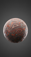 Poster - Abstract 3D Render Swirling Orange and Gray Sphere Digital Art Geometric Pattern