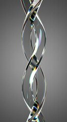 Poster - Abstract iridescent glass spirals double helix design modern art 3D render