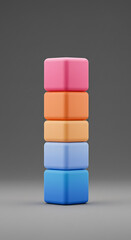 Aufkleber - Stacked Pastel Cubes Colorful Blocks Abstract 3D Render Minimalist Design Geometric Shapes