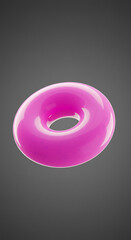 Aufkleber - Glossy Pink Torus Shape 3D Render Abstract Background Geometric Design Element