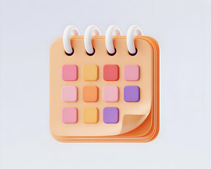 Poster - Colorful 3D Render of a Pastel Orange Desk Calendar Icon