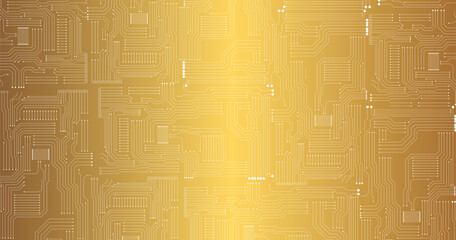 Aufkleber - printed circuit board golden and white computer technology seamless pattern, vector stock illustrati