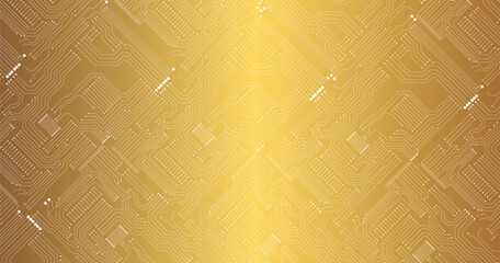 Aufkleber - printed circuit board golden and white computer technology seamless pattern, vector stock illustrati