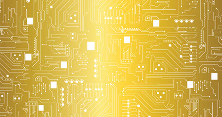Aufkleber - printed circuit board. futuristic white and golden circuit board background.
