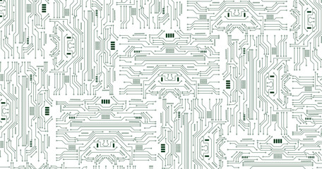 Aufkleber - technology circuit board background. green circuit board on transparent background. vector art