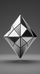 Aufkleber - Abstract Geometric Diamond Shape Silver and Black Facets 3D Render Modern Design