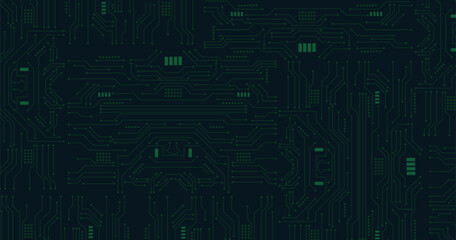 Poster - green tech circuit board abstract background. vector design.