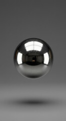 Poster - Reflective Chrome Sphere Polished Metal Ball 3D Render Abstract Background Gray Studio