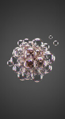 Poster - Iridescent Soap Bubbles Cluster Floating Abstract Background 3D Render