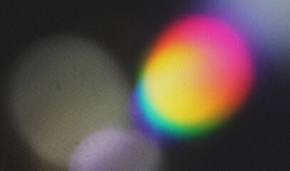 Poster - Rainbow Colors Optical Flare Abstract Bokeh and Light Leaks Photo Overlays with Camera Lens Film Burn Defocused Blur Reflection Bright Sunlights. Use in Screen Overlay Mode for Photo Processing.