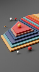 Aufkleber - Abstract Colorful Layered Geometric Shapes with Spheres 3D Render