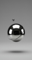 Poster - Abstract Metal Sphere and Small Ball Silver Chrome Reflective Surface 3D Render