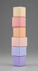 Aufkleber - Stacked Pastel Cubes Abstract Geometric Design Colorful Blocks Minimalist 3D Render