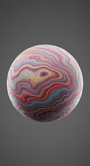 Poster - Abstract Colorful Swirled Sphere 3D Rendered Orb with Multicolored Marble Texture Psychedelic