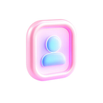3D Neon Pink and Blue User Profile Icon
