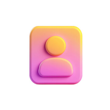 Gradient Pink and Yellow 3D User Icon
