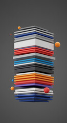 Poster - Abstract 3D Colorful Blocks Stack Geometric Shapes Modern Design Minimalist Architecture Layered