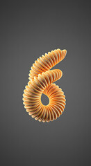 Poster - Abstract 3D Render of Number Six Spiral Design Orange and Teal Accents Modern Art