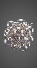 Poster - Iridescent Bubbles Cluster Abstract Soap Foam Liquid Texture Macro Photography