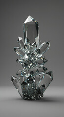 Poster - Sparkling Crystal Cluster Geometric Facets Transparent Gemstones Luxury Mineral Collection
