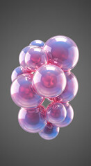Poster - Abstract Pink Iridescent Spheres Cluster 3D Render Shiny Bubbles Geometric Design Modern Art