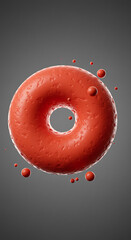 Aufkleber - Abstract Red Donut Shape with Small Spheres 3D Render Creative Design Geometric