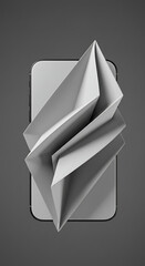Poster - Abstract 3D Paper Origami Design on Modern Smartphone Screen Technology Concept