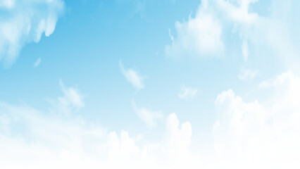 Wall Mural - serene blue sky with fluffy white clouds heavenly summer day background.