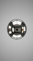 Poster - Highly Reflective Polished Metal Sphere Abstract 3D Render Silver Orb Geometric Shape