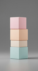 Poster - Stacked Pastel Cubes Abstract Minimalist Product Display Background