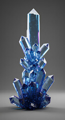 Poster - Stunning Blue Crystal Cluster Gemstone Formation Iridescent Mineral Specimen