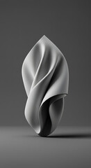 Poster - Abstract 3D Render of Draped Fabric Elegant Smooth Curves Gray Scale Minimalist Design