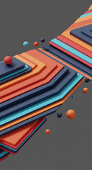 Aufkleber - Abstract 3D Render Colorful Layered Geometric Shapes and Spheres