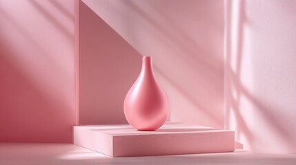 Leinwandbilder - Minimalist design featuring a pink column against pastel walls in a serene space during bright daylight