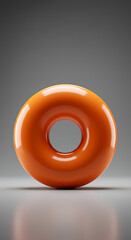 Poster - Glossy Orange Torus Shape 3D Render Abstract Geometric Design Studio Lighting