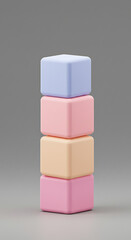 Poster - Stack of Pastel Colored Cubes Abstract Minimalist 3D Render Product Display