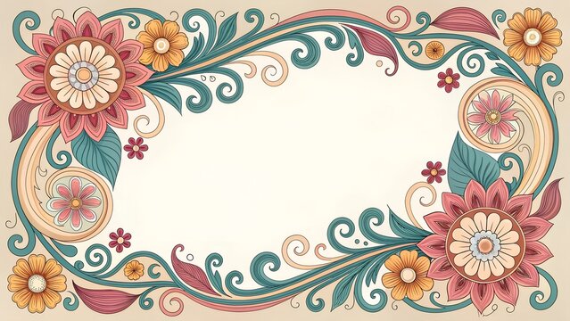Retro Floral Frame Stilish Design
