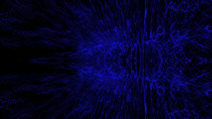 Poster - Abstract Blue Particle Waveforms on Black Background for Technology and Science