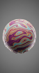 Aufkleber - Abstract Colorful Swirling Sphere 3D Render Psychedelic Orb Multicolored Marble Texture Digital Art