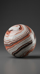 Poster - Abstract Swirled Marble Sphere Orange Black and White Pattern 3D Render