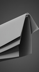 Poster - Abstract Gray Paper Layers Modern Geometric Design Folded Sheets Minimalist Background