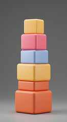 Aufkleber - Stack of Colorful Pastel Cubes Abstract Geometric 3D Render Modern Design Element