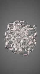 Poster - Iridescent Soap Bubbles Cluster of Transparent Spheres Floating Foam Texture Abstract Background