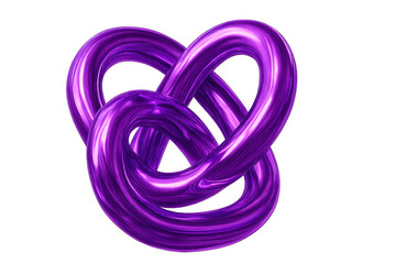 Poster - Glossy purple abstract form curving, interweaving against transparent backdrop, embodying sleek contemporary visual aesthetic