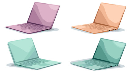 Poster - Colorful Collection of Laptops in Pastel Shades Arranged on a White Background