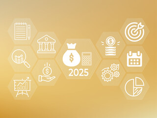Poster - Financial Projections and Strategic Planning for 2025: A Visual Representation of Economic Goals and Investment Growth Opportunities, Business Strategy
