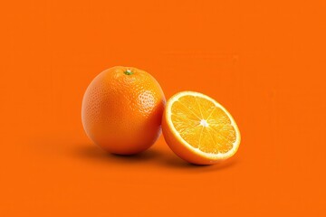 Poster - Two oranges on an orange background.